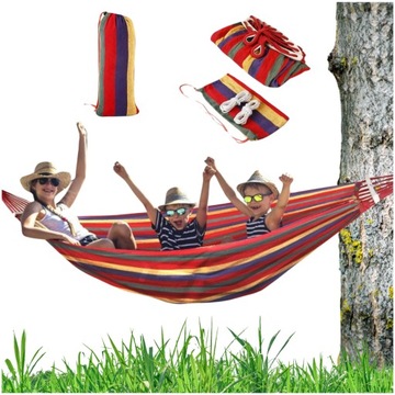 HUŚTAWKA BRAZYLIJKA HAMAK DWUOSOBOWY DO OGRODU PAŁĄK 40 CM ZESTAW POKROWIEC