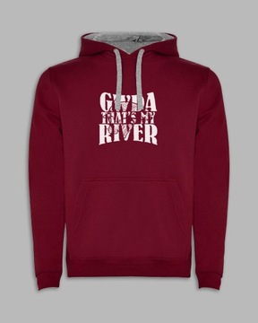 BLUZA Z KAPTUREM - rzeka GWDA Bordowy M