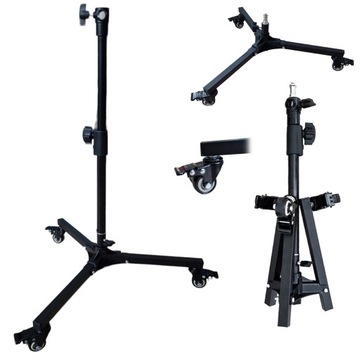 STATYW OŚWIETLENIOWY NA KÓŁKACH PIESEK 20CM - 74CM GŁOWICA 16MM 1/4'' 3/8''