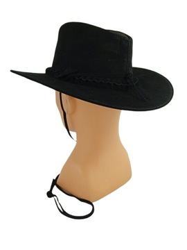 ЧЕРНАЯ КОЖАНАЯ ШЛЯПА НА РЕМЕНКАХ - РАЗМЕР XL