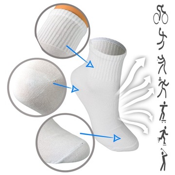 Dámske bavlnené športové ponožky biele za členok termoaktívne 39-41