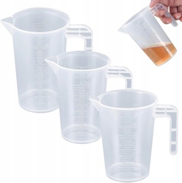 Zestaw 3 kubków z miarką, 50 ml, 100 ml, 250 ml, p