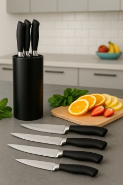 КУХОННЫЕ НОЖИ НАБОР ИЗ 5 НОЖЕЙ КУХОННЫЕ НАБОРЫ HR602-1 ЧЕРНЫЙ