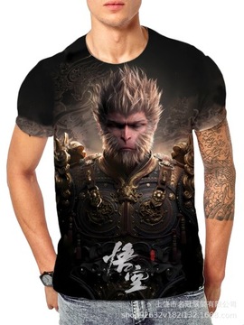 Футболка с принтом Black Myth.Wukong, национальный тренд, универсальная, повседневная.