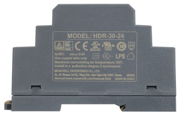 Блок питания DIN Mean Well HDR-30-24 24 В постоянного тока 1,5 А 36 Вт
