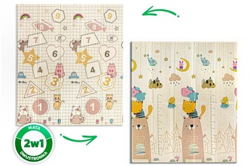MATA PIANKOWA EDUKACYJNA SKŁADANA DLA DZIECI MISIE CYFERKI 150x200