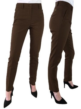 Spodnie garniturowe damskie Sigma cygaretki brązowe długie 38