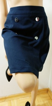 Orsay granatowa spódnica z ozdobnymi guzikami vintage pin up 40/L