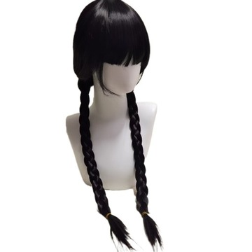 PERUKA WIG WŁOSY WEDNESDAY ADDAMS COSPLAY