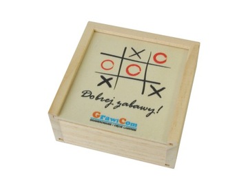 drewniana gra kółko i krzyżyk gadżet firmowy z logo druk uv komplet 10 szt.
