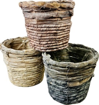 Unikalna osłonka na Doniczkę, Szara, Beżowa, Kremowa, 1 szt, 17x15 cm,