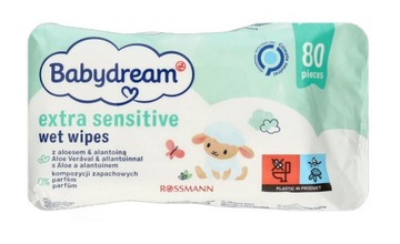 BABYDREAM Sensitive chusteczki nawilżane 4x80sz
