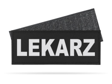 NASZYWKA MEDYCZNA CZARNA NA RZEPIE LEKARZ ODBLASK