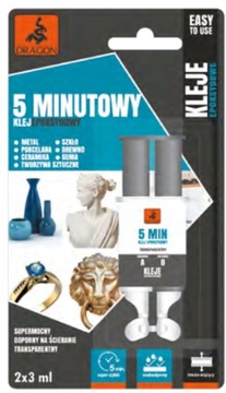 Klej uniwersalny epoksydowy dwuskładnikowy 5 minutowy 2*3 ml Dragon