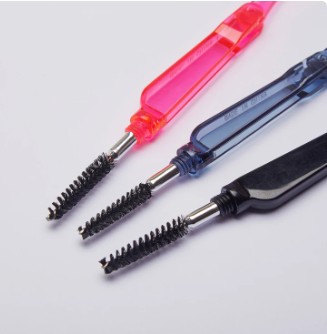 Складная щеточка с гребешком для ресниц, бровей, розовая Prima Derma