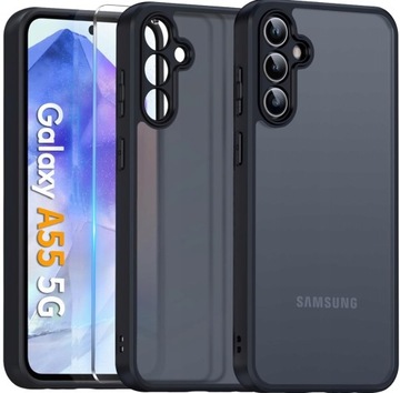 ETUI DO SAMSUNG A55 5G MattCase CZARNY MAT CASE + SZKŁO HARTOWANE NA EKRAN