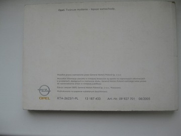 OPEL ZAFIRA B 2005-2008 Руководство по эксплуатации польское оригинал 08/2005
