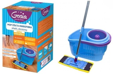 GOSIA MOP OBROTOWY PŁASKI ŻÓŁTA MIKROFIBRA ZESTAW WIADRO+ MOP 1 SZT