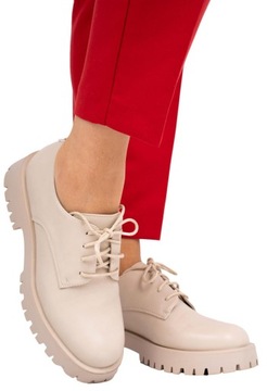 Бежевые мокасины на шнуровке Женская обувь Elma 39