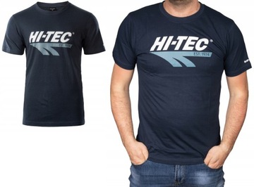 Koszulka męska HI-TEC granatowa z nadrukiem klasyczna t-shirt retro M