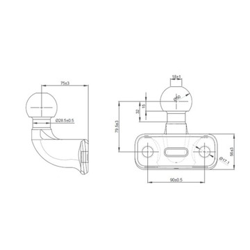Адаптер фаркопа США 50x50 мм с проушиной и шаром для Ford F-150 XIII 15-