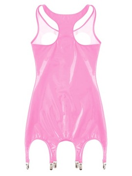 #S-5XL Womens Sexy Zipper Open Chest Dress Wet Loo