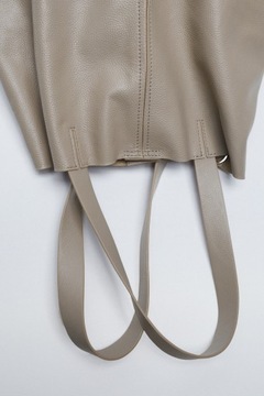 skórzana torba typu shopper szarobrązowa Zara