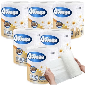 Ręcznik papierowy Zestaw JUMBO 6 rolek mega długi 300 listków słonik