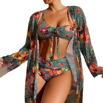 MTRÓJ KĄPIELOWY BIKINI NARZUTKA PAREO KOLORY 64