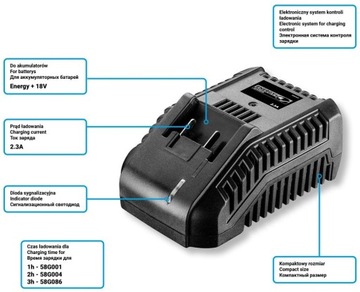 ГРАФИТ 2 аккумулятора 2,0 Ач, 18 В, зарядное устройство ENERGY