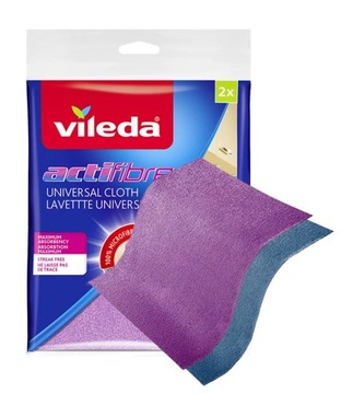 САЛФЕТКА ФИОЛЕТОВАЯ СИНЯЯ МИКРОФИБРА VILEDA ACTIFIBRE 2 шт.