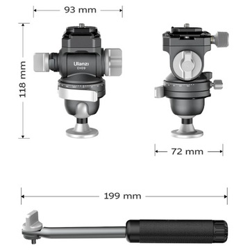ULANZI EH09 Панорамная головка для масляной пленки 1/4 дюйма + Arca Swiss