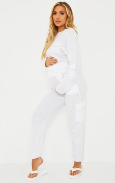 B4B011 BIAŁE SPODNIE DRESOWE CIĄŻOWE PRETTYLITTLETHING M