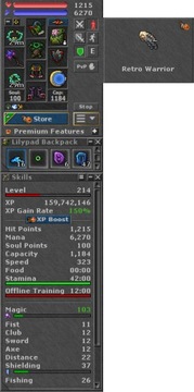 TIBIA 214 ED + 103 Magic Level + Store OUTFIT + CHARM + BONA + EQ + FREE RK