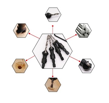 Wiertła do Drewna z Gzymką Fazownikiem + IMBUS nawiertaki z pogłębiaczem M2
