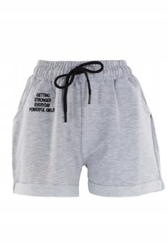 SZORTY DAMSKIE DRESOWE BAWEŁNIANE Z WYSOKIM STANEM SZARE MORAJ R.XL