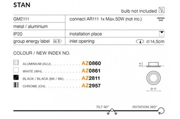 Встраиваемый люверсный светильник Stan AZ0860 Azzardo