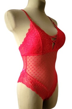 Body damskie koronka serduszka czerwone S/M