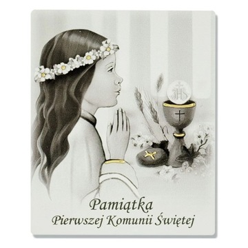 Obrazek na komunię świętą z napisem prezent dla dziewczynki 9x11 cm