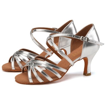 BUTY TANECZNE DO TAŃCA SREBRNE 7CM 39+SALSA GRATIS