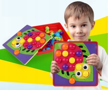 Развивающие головоломки, пуговицы, мозаика для детей, блоки Монтессори
