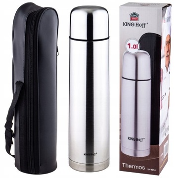 СТАЛЬНОЙ ТЕРМОС 1000 мл КЛИК-КЛАК KINGHOFF KH-405