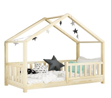 Dziecięce łóżko domek sosna DOMI + barierki 90x180