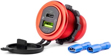 GNIAZDO SAMOCHODOWE ŁADOWARKA USB + USB-C 12V 24V
