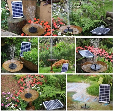 FONTANNA SOLARNA OGRODOWA POMPA FONTANNOWA DO OCZKA WODNEGO + 6 KOŃCÓWKI