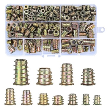 ZESTAW 230 ŚRUB MUFA WKRĘCANE WKRĘTY DO DREWNA M4/M5/M6/M8/M10