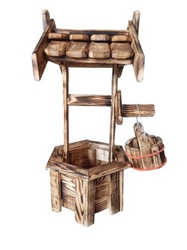 Деревянный декоративный колодец для растений и цветов Цветочный горшок. Мини