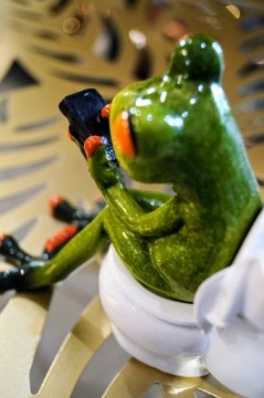 ФИГУРА ЛЯГУШКИ В ТУАЛЕТЕ СО СМАРТФОНОМ ВАННАЯ КОМНАТА