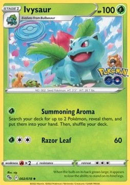 Karta Pokemon Ivysaur (PGO 002) 2/78