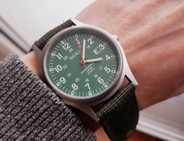 Nowy, wojskowy zegarek Soki, parciany pasek